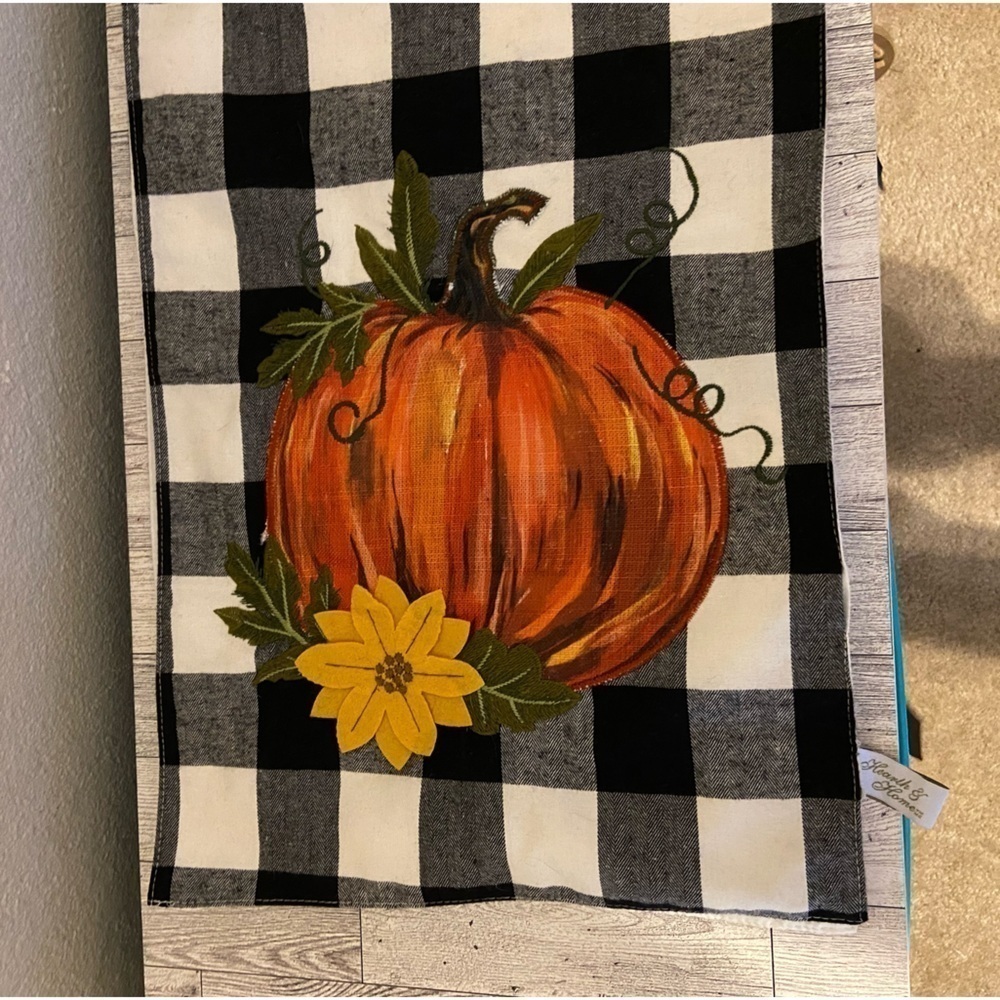 Fall Table Runner Pumpkin with Buffalo plaid Decoration